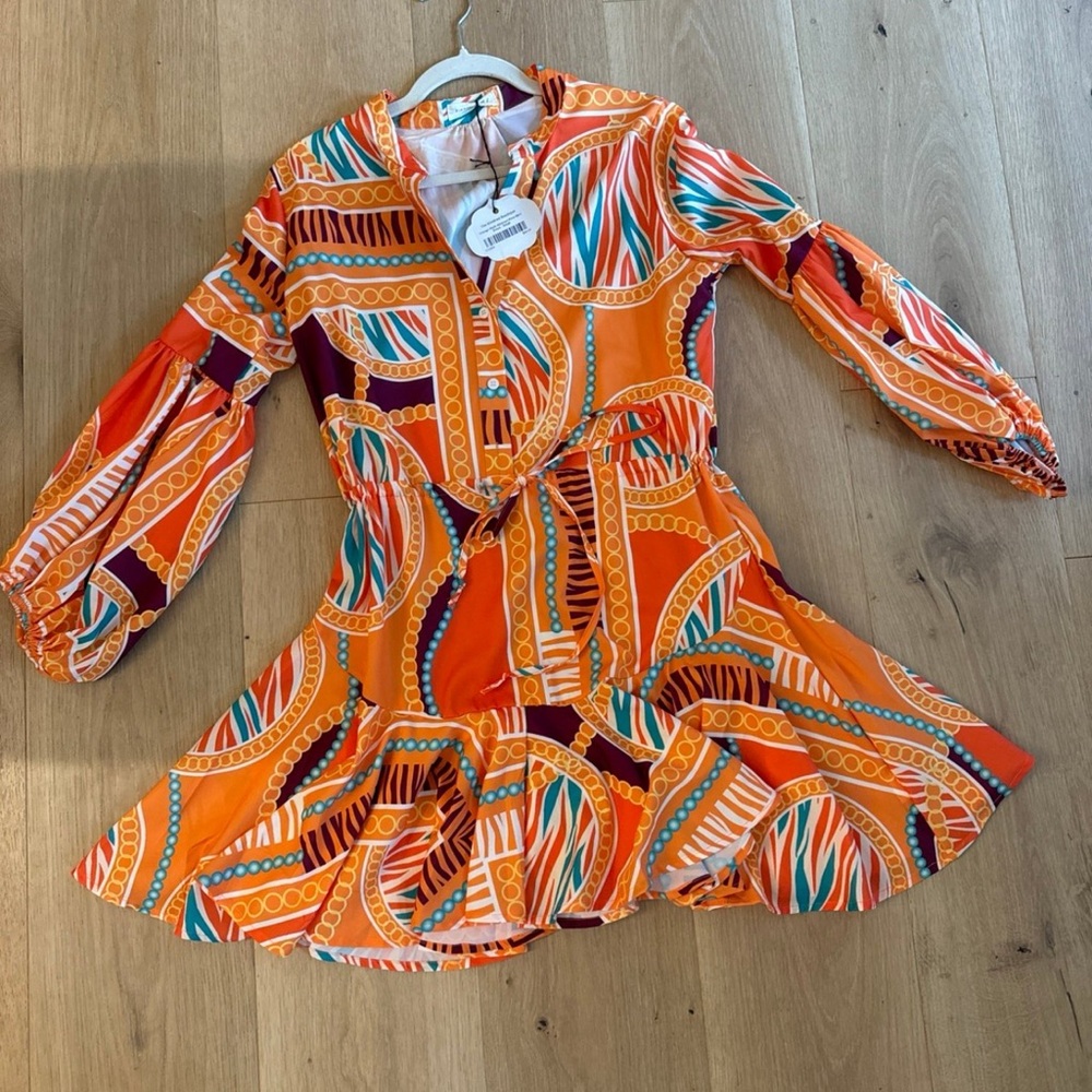 NWT Kindred Boutique Orange Printed Dress